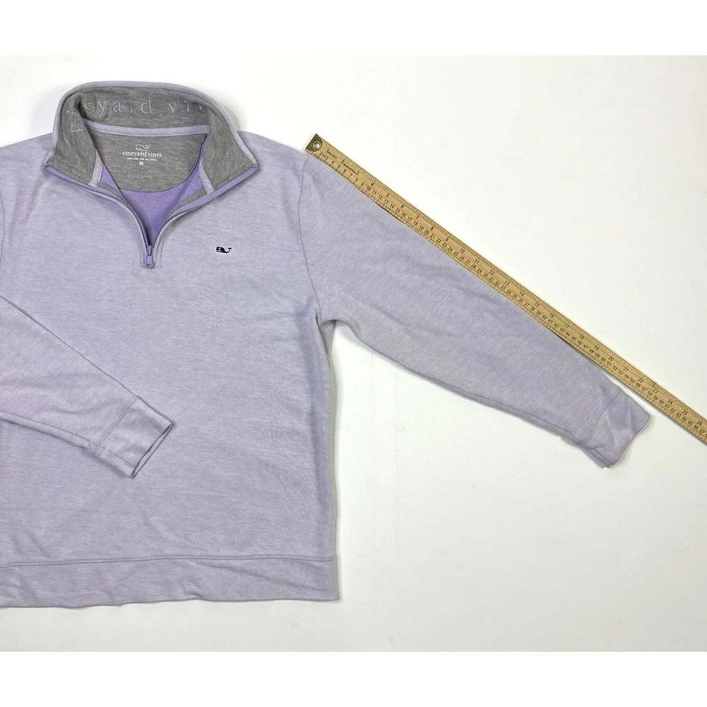 Vineyard Vines Sweater Men's Medium 1/4 Zip Pullover Lavender Purple Pima Cotton